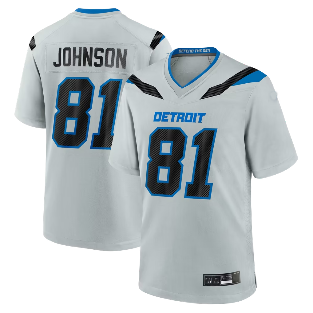 Kieara D.Lions #81 Calvin Johnson Silver 2026 Rivalries Collection Game Stitched Jerseys