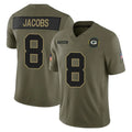 Kieara GB.Packers #8 Josh Jacobs Player Olive 2025 Salute To Service Limited Home Game Stitched Jerseys