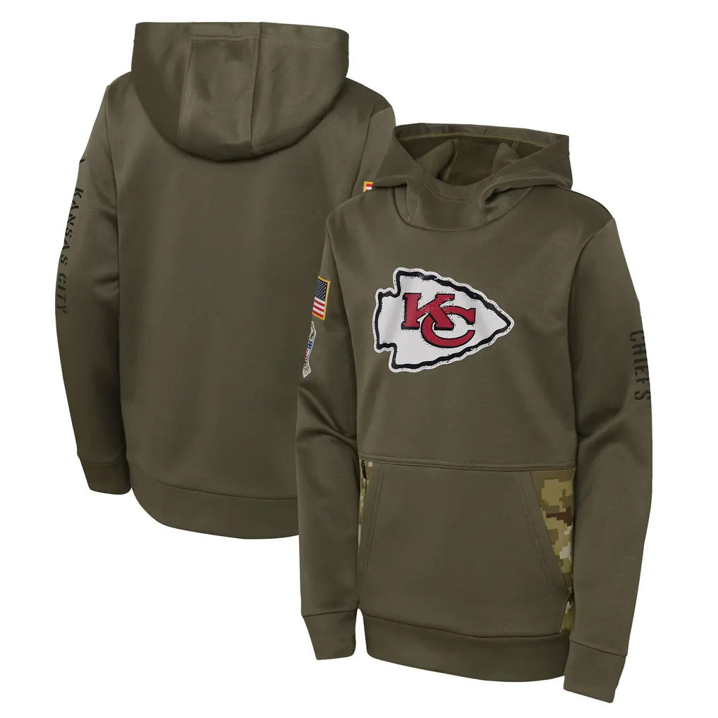 Kieara KC.Chiefs Olive Salute to Service Therma Performance Pullover Hoodie Limited Game Stitched Jerseys