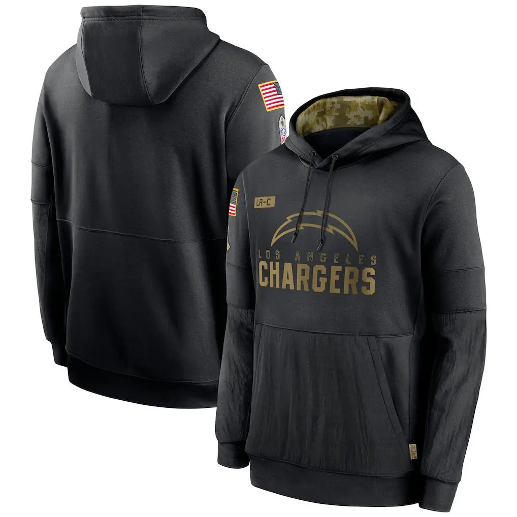 Kieara LA.Chargers Black Salute to Service Hoodies Limited Game Blank Player Stitched Jerseys
