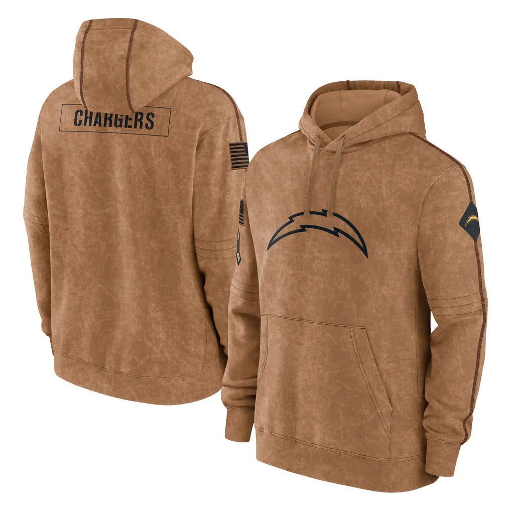 Kieara LA.Chargers Brown Salute to Service Hoodies Limited Game Blank Player Stitched Jerseys