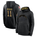 Kieara LA.Chargers #11 Cameron Dicker Player Black Salute to Service Hoodies Limited Game Stitched Jerseys