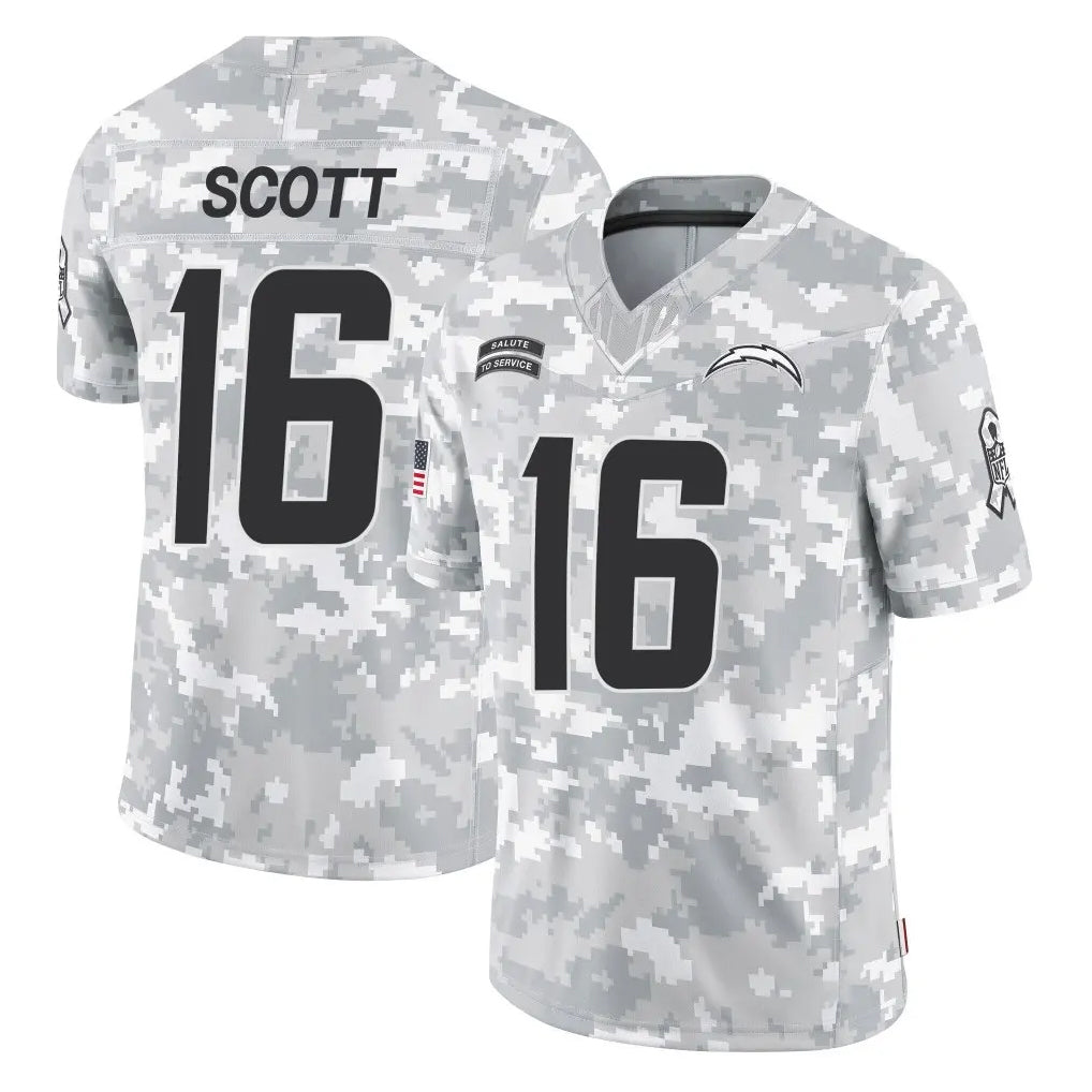 Kieara LA.Chargers #16 J.K. Scott Player Arctic Camo Salute To Service Limited Game Stitched Jerseys