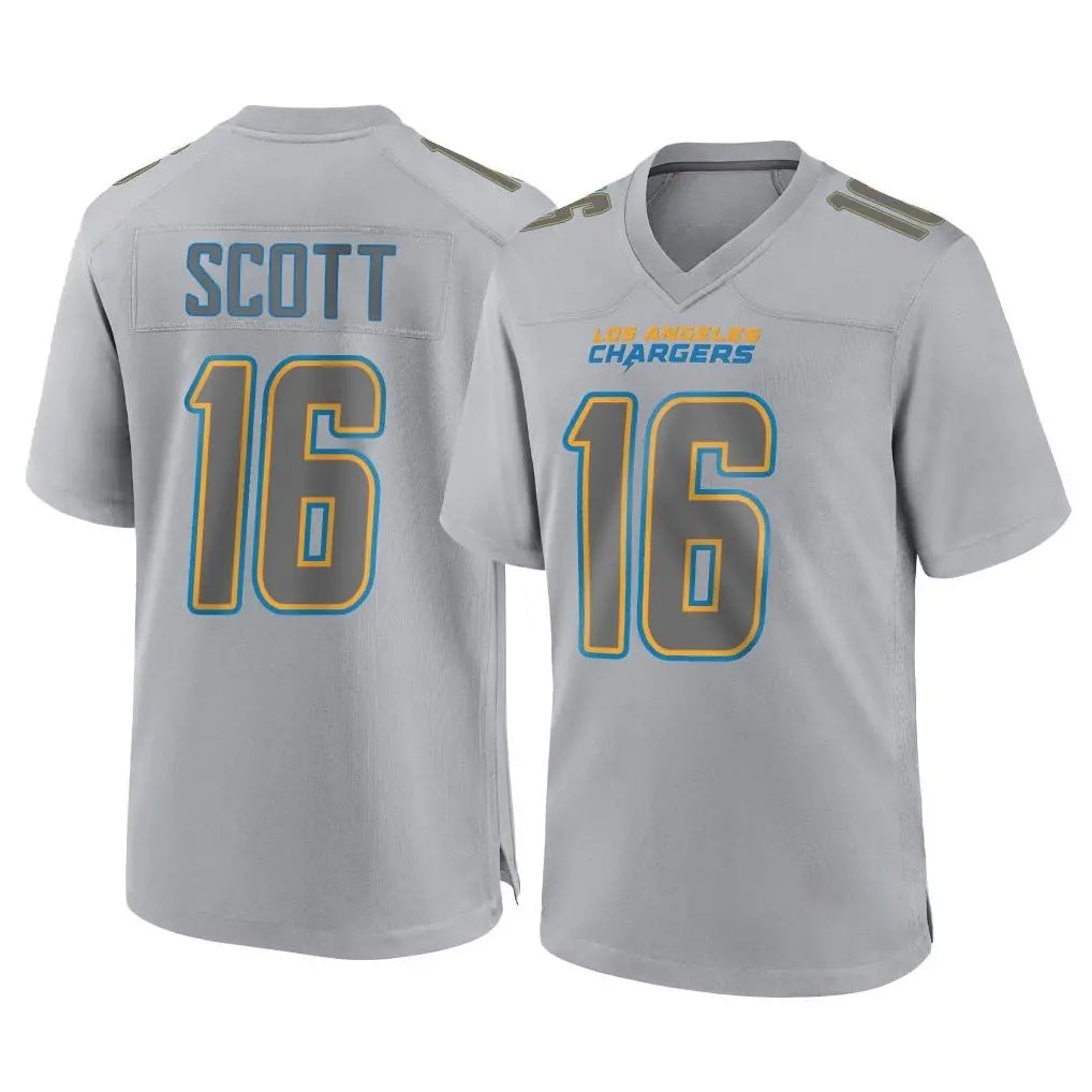 Kieara LA.Chargers #16 J.K. Scott Player Gray Atmosphere Fashion Home Game Stitched Jerseys