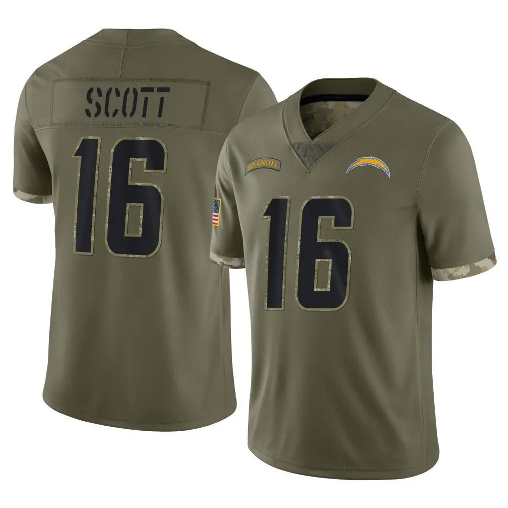 Kieara LA.Chargers #16 J.K. Scott Player Olive Salute To Service Limited Stitched Jerseys