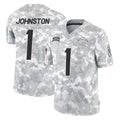 Kieara LA.Chargers #1 Quentin Johnston Player Arctic Camo Salute To Service Limited Game Stitched Jerseys