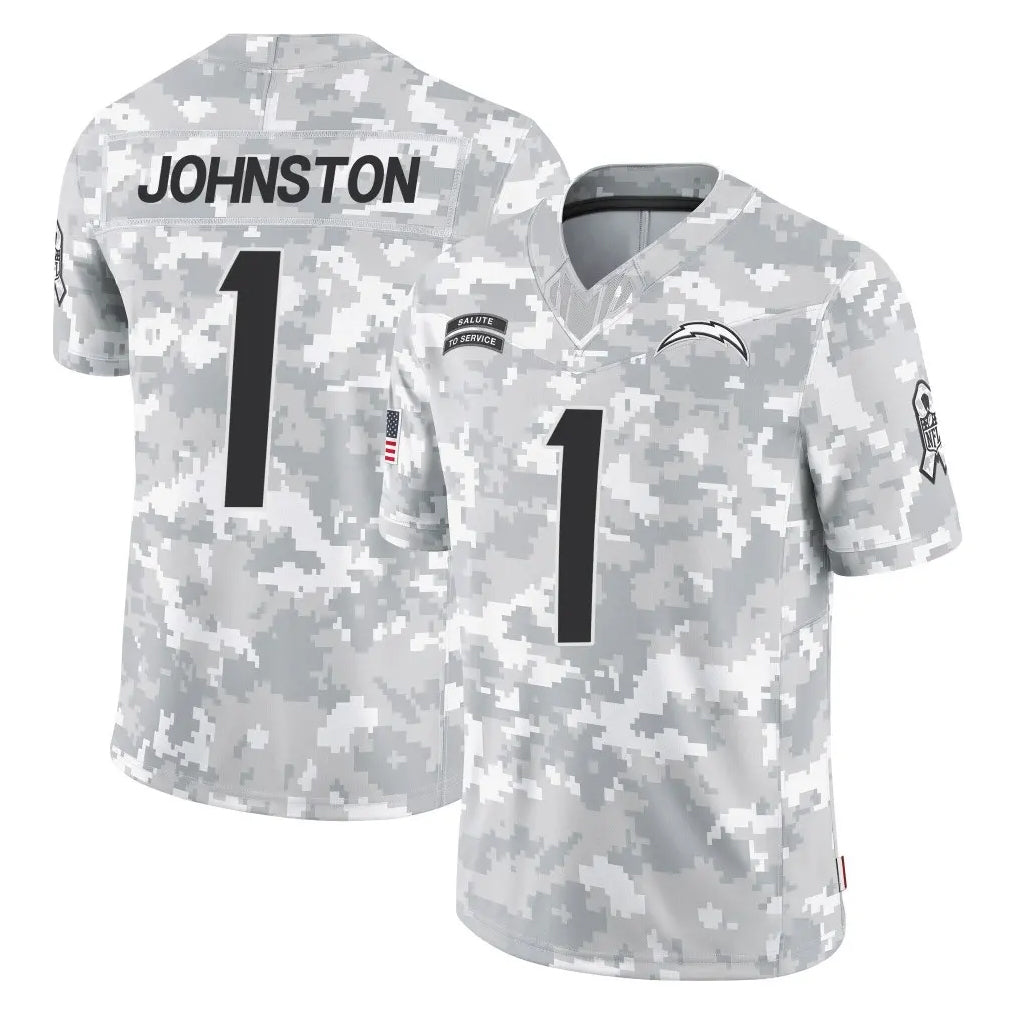 Kieara LA.Chargers #1 Quentin Johnston Player Arctic Camo Salute To Service Limited Game Stitched Jerseys
