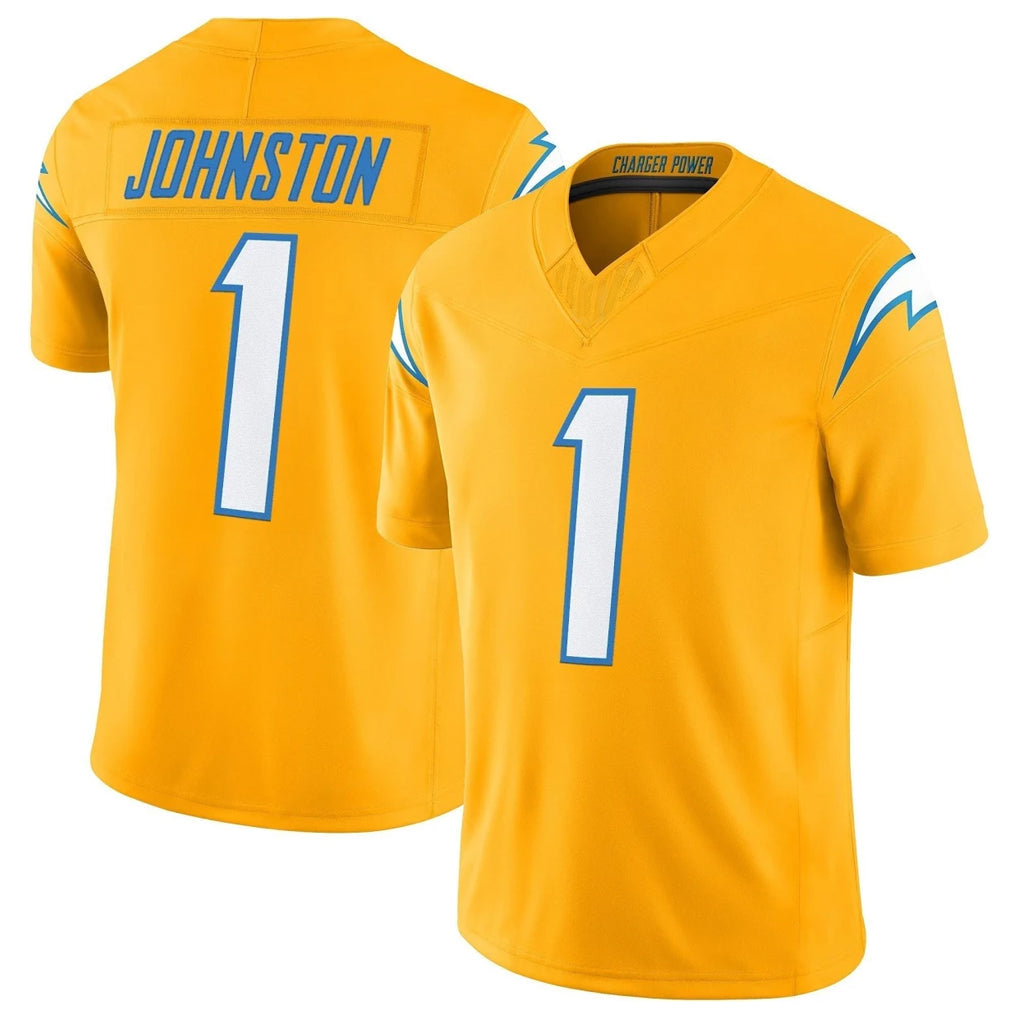 Kieara LA.Chargers #1 Quentin Johnston Player Gold Limited Vapor F.U.S.E. Home Game Stitched Jerseys