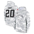 Kieara LA.Chargers #20 Cam Hart Player Arctic Camo Salute to Service Hoodies Limited Game Stitched Jerseys