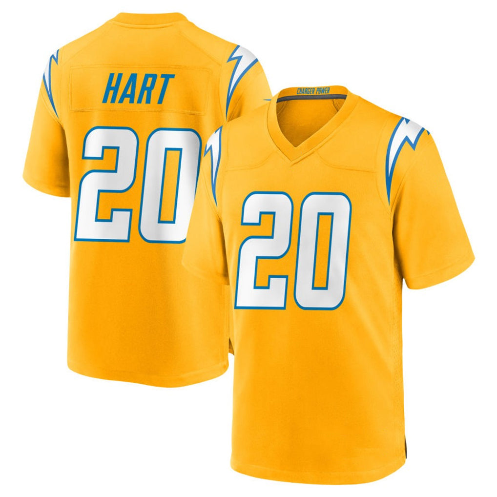 Kieara LA.Chargers #20 Cam Hart Player Gold Home Game Stitched Jerseys