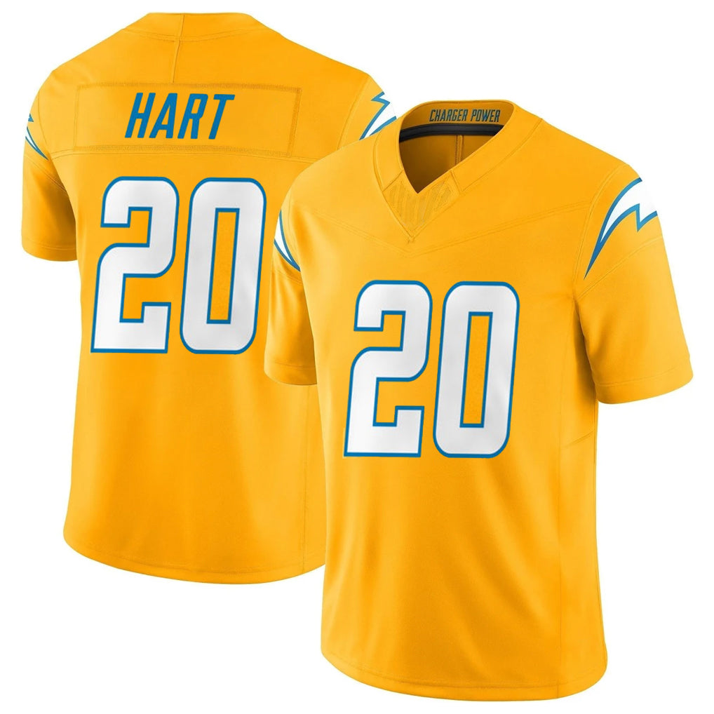 Kieara LA.Chargers #20 Cam Hart Player Gold Limited Vapor F.U.S.E. Home Game Stitched Jerseys