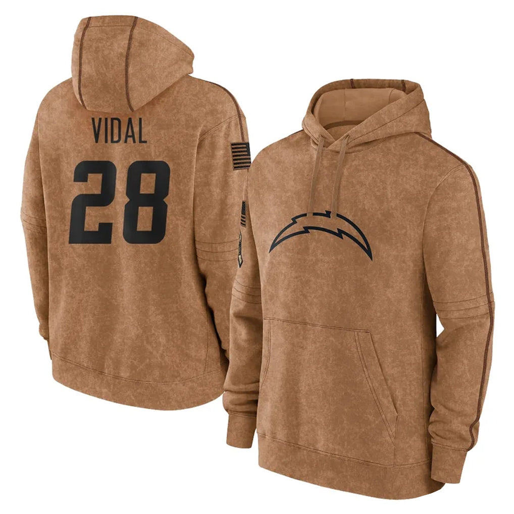 Kieara LA.Chargers #28 Kimani Vidal Player Brown Salute to Service Hoodies Limited Game Stitched Jerseys