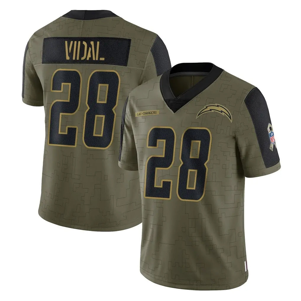 Kieara LA.Chargers #28 Kimani Vidal Player Olive Salute To Service Limited Game Stitched Jerseys