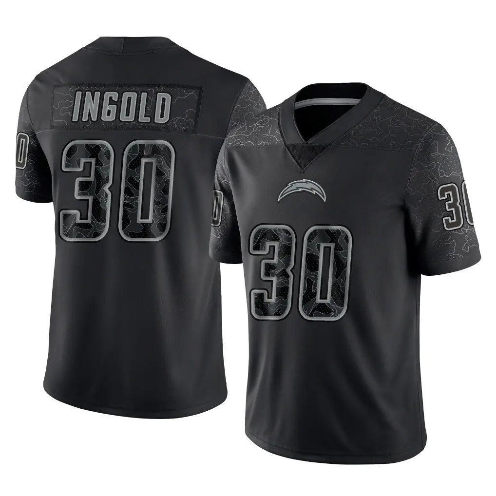 Kieara LA.Chargers #30 Alec Ingold Player Black Limited Reflective Home Game Stitched Jerseys