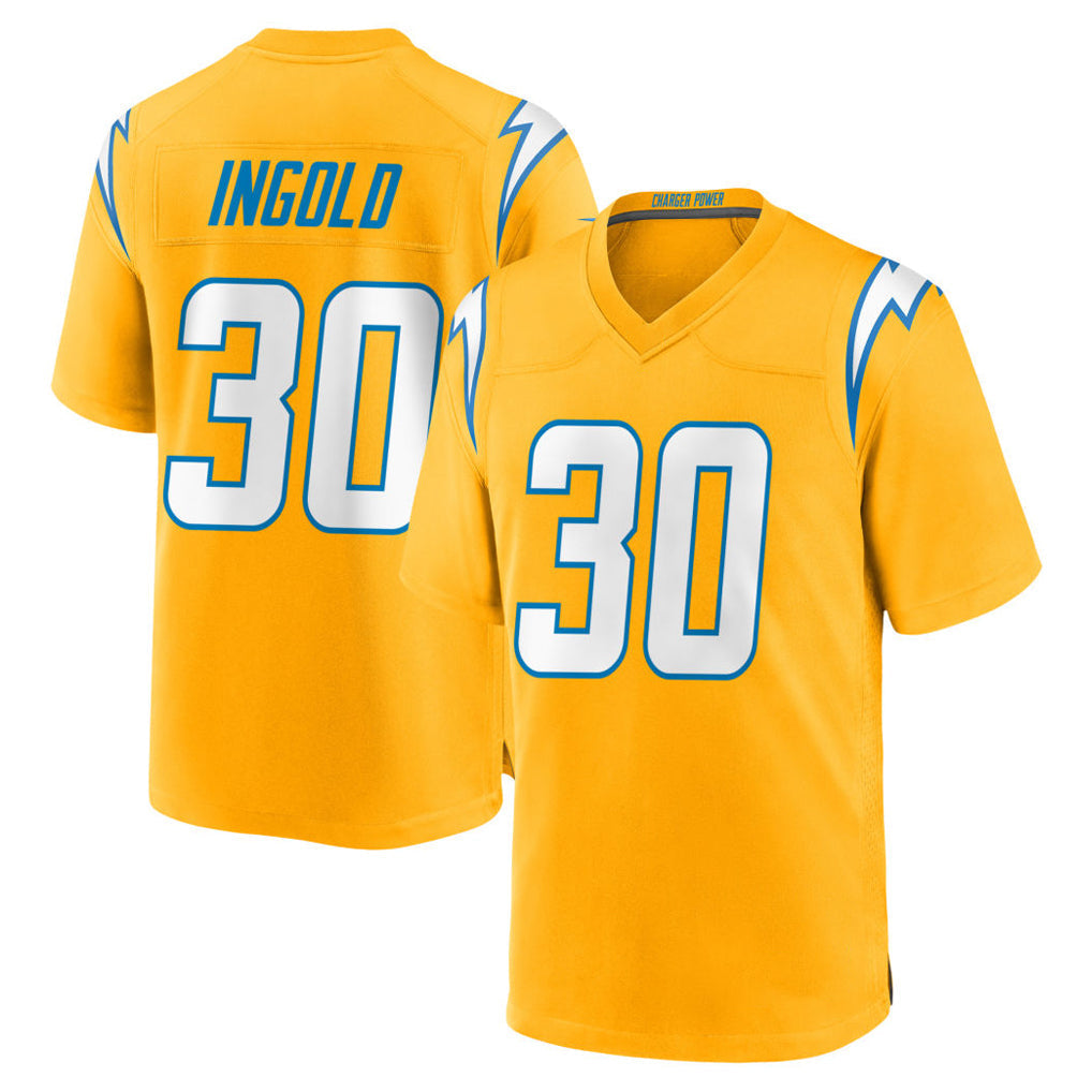 Kieara LA.Chargers #30 Alec Ingold Player Gold Home Game Stitched Jerseys