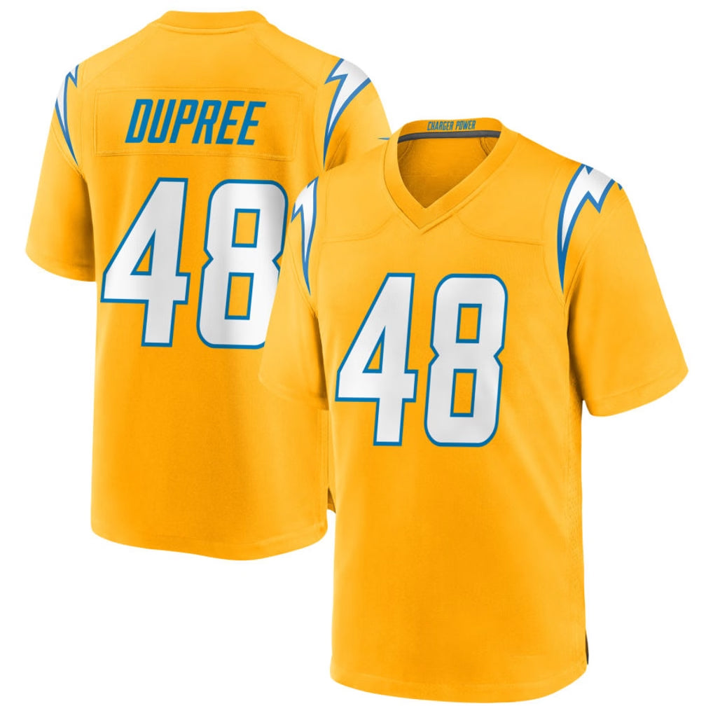 Kieara LA.Chargers #48 Bud Dupree Player Gold Home Game Stitched Jerseys