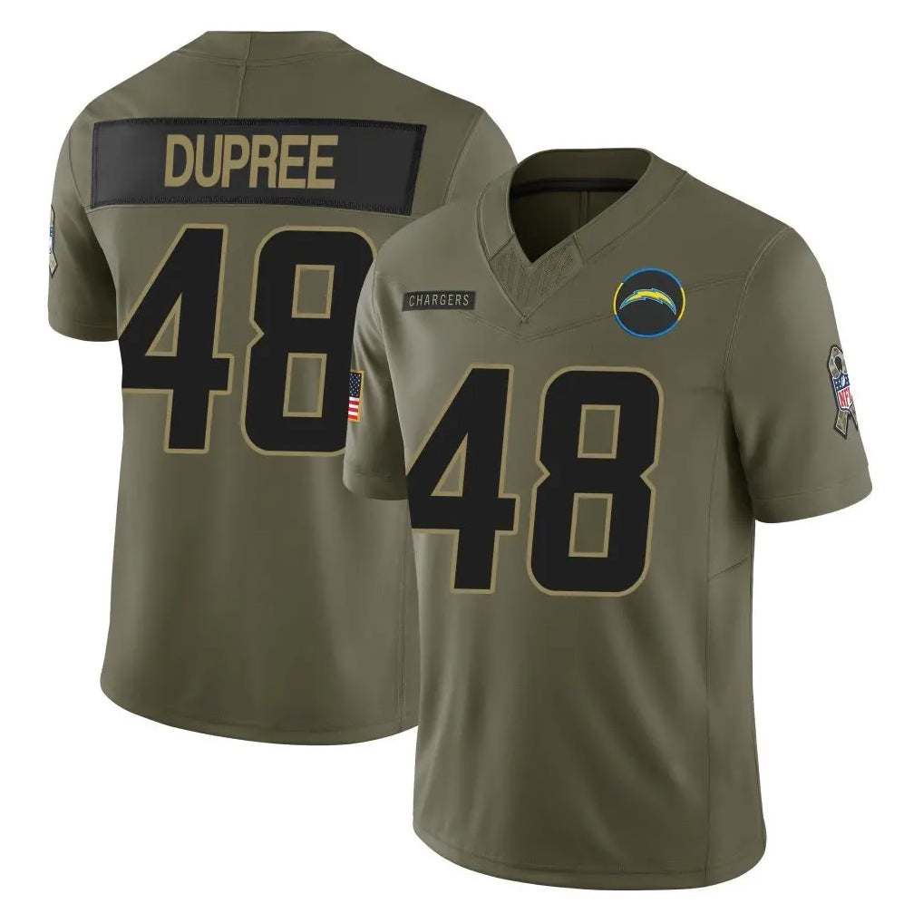 Kieara LA.Chargers #48 Bud Dupree Player Olive 2025 Salute To Service Limited Game Stitched Jerseys