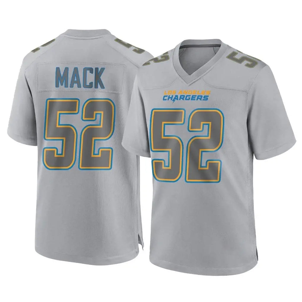 Kieara LA.Chargers #52 Khalil Mack Player Gray Atmosphere Fashion Home Game Stitched Jerseys