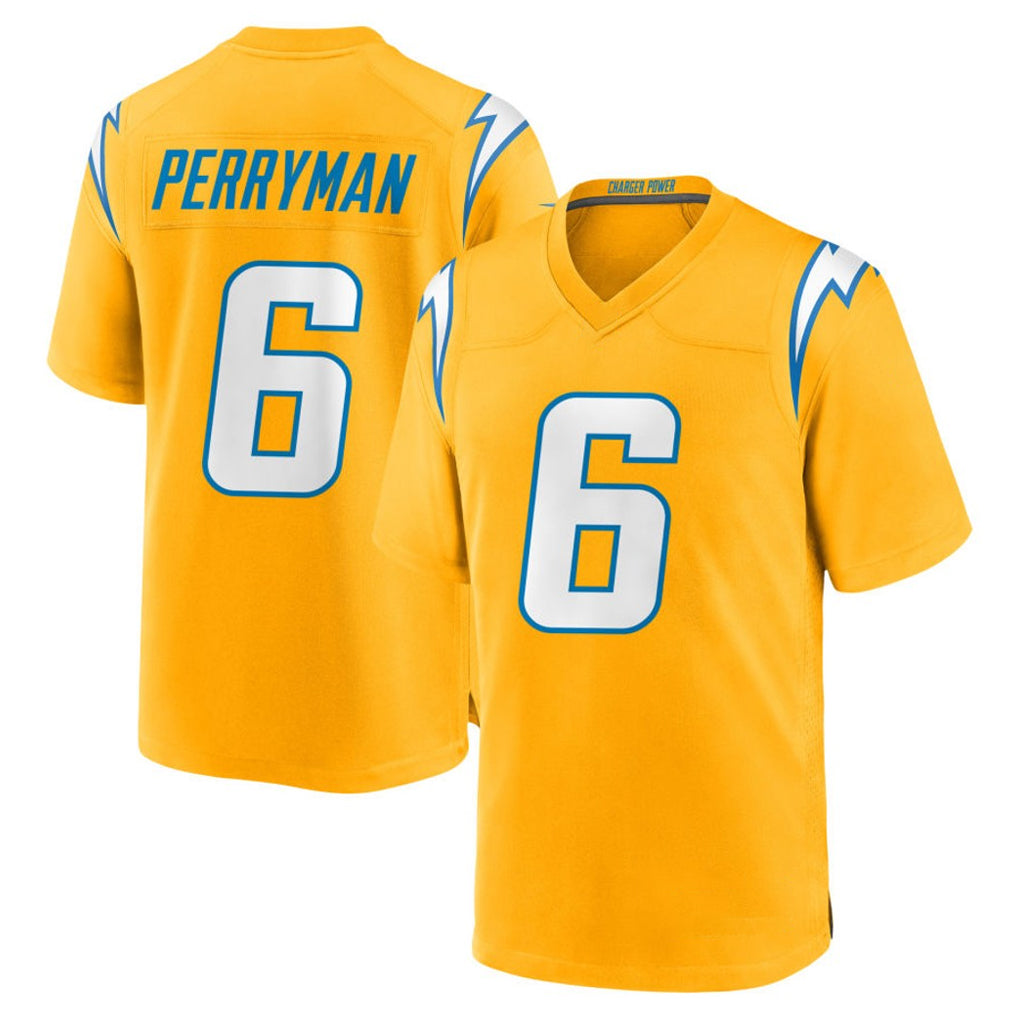 Kieara LA.Chargers #6 Denzel Perryman Player Gold Home Game Stitched Jerseys