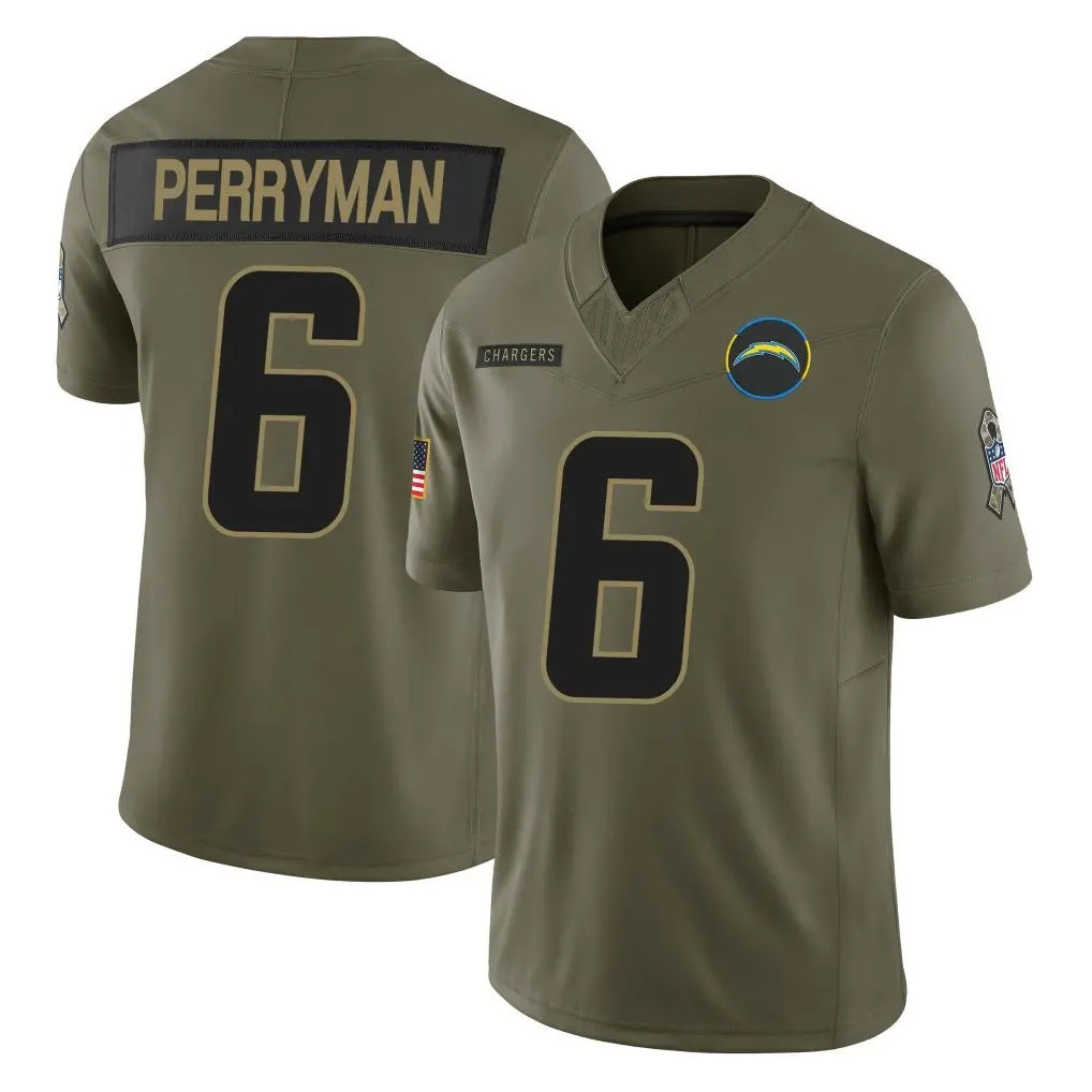 Kieara LA.Chargers #6 Denzel Perryman Player Olive 2025 Salute To Service Limited Game Stitched Jerseys
