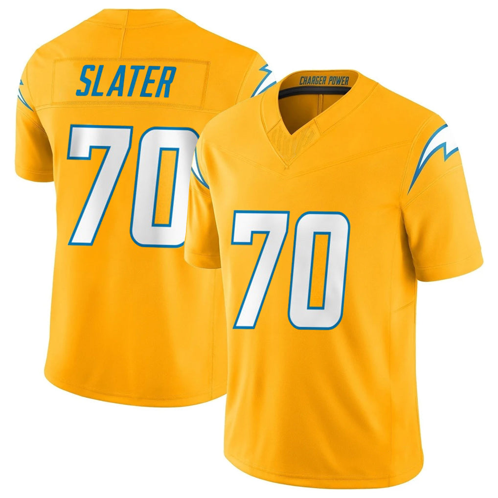 Kieara LA.Chargers #70 Rashawn Slater Player Gold Limited Vapor F.U.S.E. Home Game Stitched Jerseys
