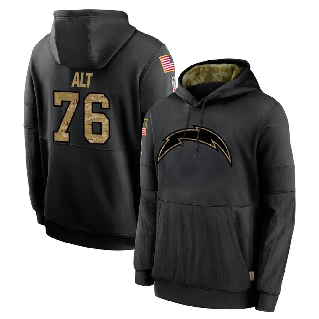 Kieara LA.Chargers #76 Joe Alt Player Black Salute to Service Hoodies Limited Game Stitched Jerseys
