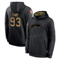 Kieara LA.Chargers #93 Teair Tart Player Black Salute to Service Hoodies Limited Game Stitched Jerseys