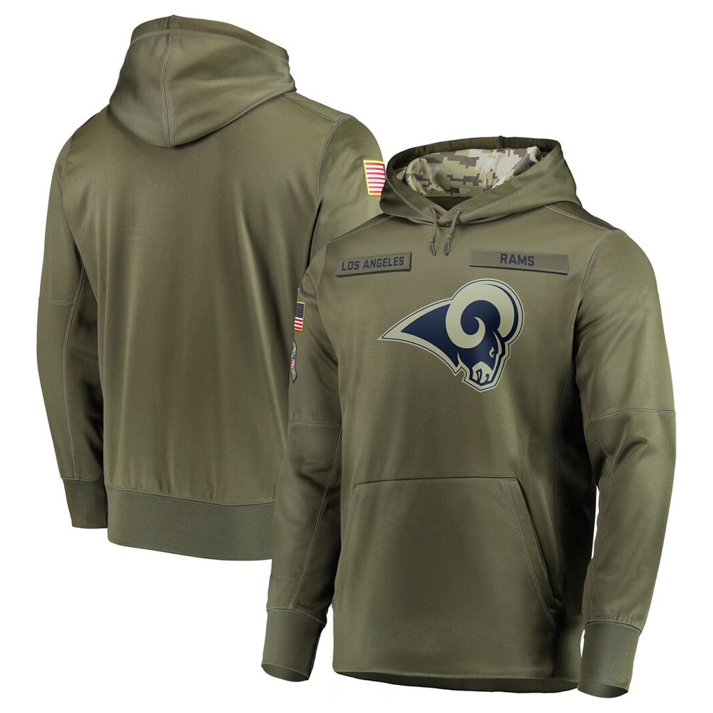 Kieara LA.Rams Olive Salute to Service Pullover Hoodies Home Game Blank Player Stitched Jerseys