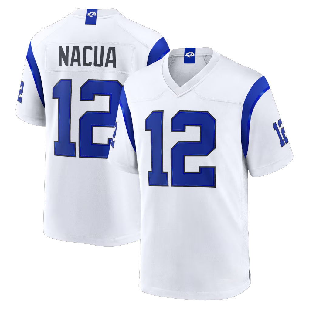 Kieara LA.Rams #12 Puka Nacua Player Fearsome White Home Game Stitched Jerseys