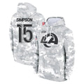 Kieara LA.Rams #15 Ty Simpson Player Arctic Camo Salute to Service Hoodies Limited Game Stitched Jerseys