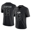 Kieara LA.Rams #15 Ty Simpson Player Black Limited Reflective Home Game Stitched Jerseys