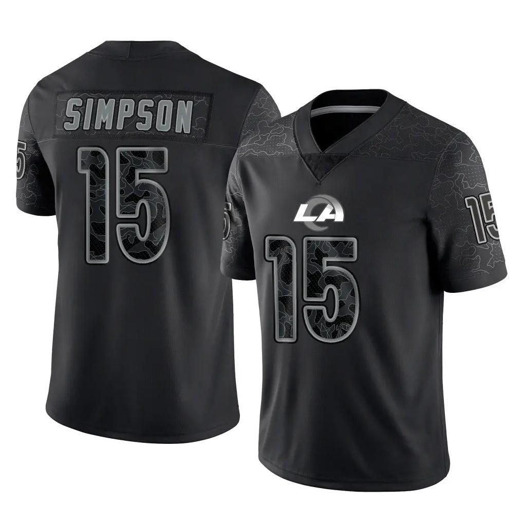 Kieara LA.Rams #15 Ty Simpson Player Black Limited Reflective Home Game Stitched Jerseys