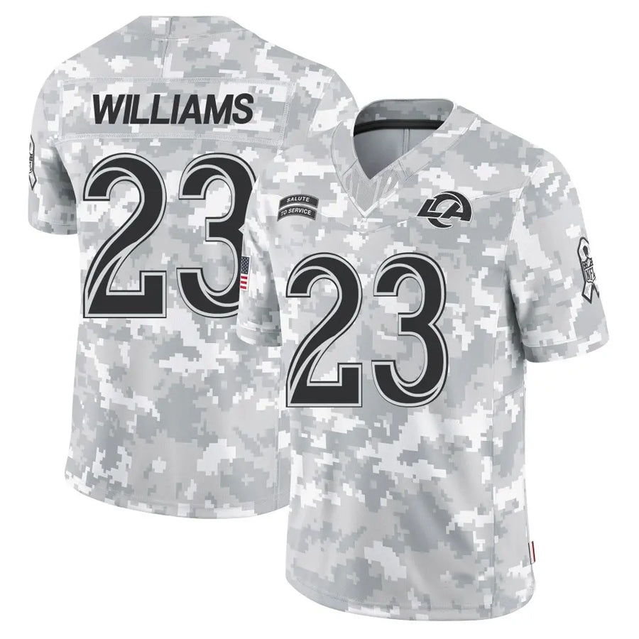 Kieara LA.Rams #23 Kyren Williams Player Arctic Camo Salute to Service Limited Stitched Jerseys