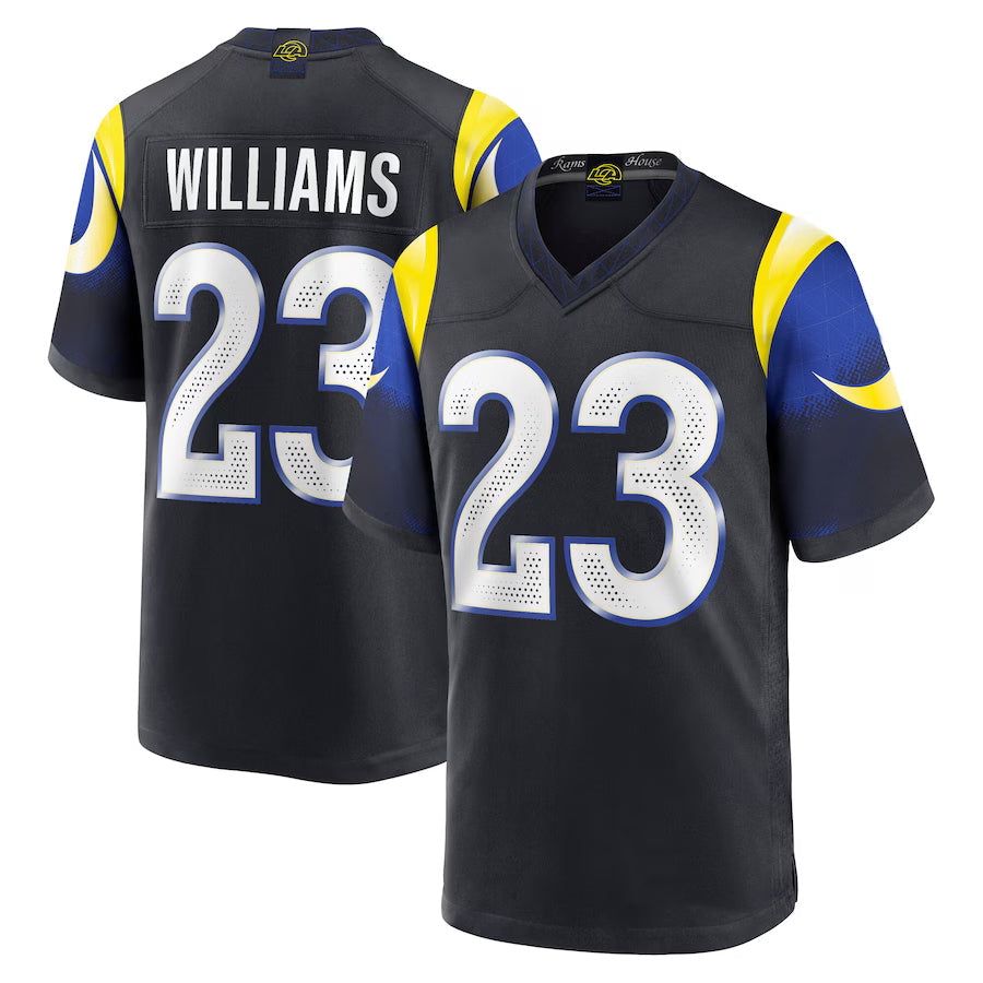 Kieara LA.Rams #23 Kyren Williams Player Midnight Blue Rivalries Collection Game Stitched Jersey