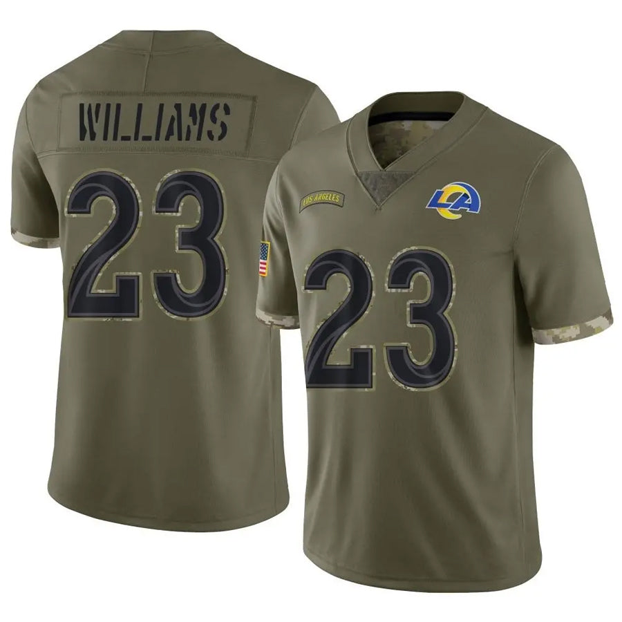 Kieara LA.Rams #23 Kyren Williams Player Salute To Service Olive Stitched Jerseys