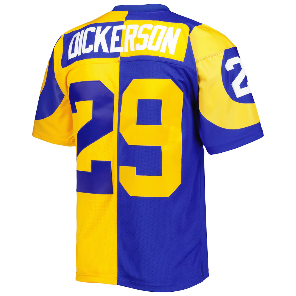 Kieara LA.Rams #29 Eric Dickerson Mitchell & Ness RoyalGold 1984 Split Legacy Replica Jersey