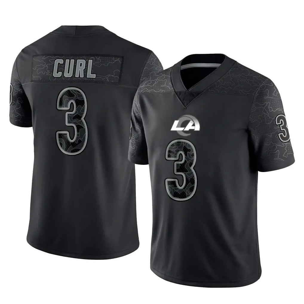 Kieara LA.Rams #3 Kam Curl Player Black Limited Reflective Home Game Stitched Jerseys
