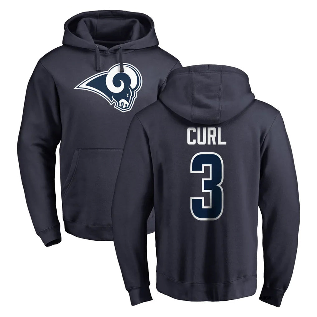Kieara LA.Rams #3 Kam Curl Player Navy Pullover Hoodie Limited Game Stitched Jerseys
