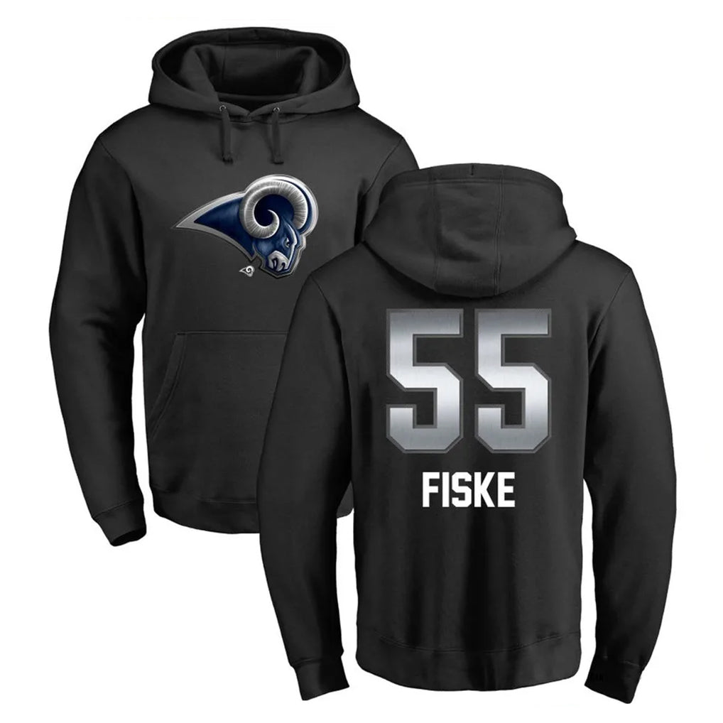 Kieara LA.Rams #55 Braden Fiske Player Black Pullover Hoodie Limited Game Stitched Jerseys