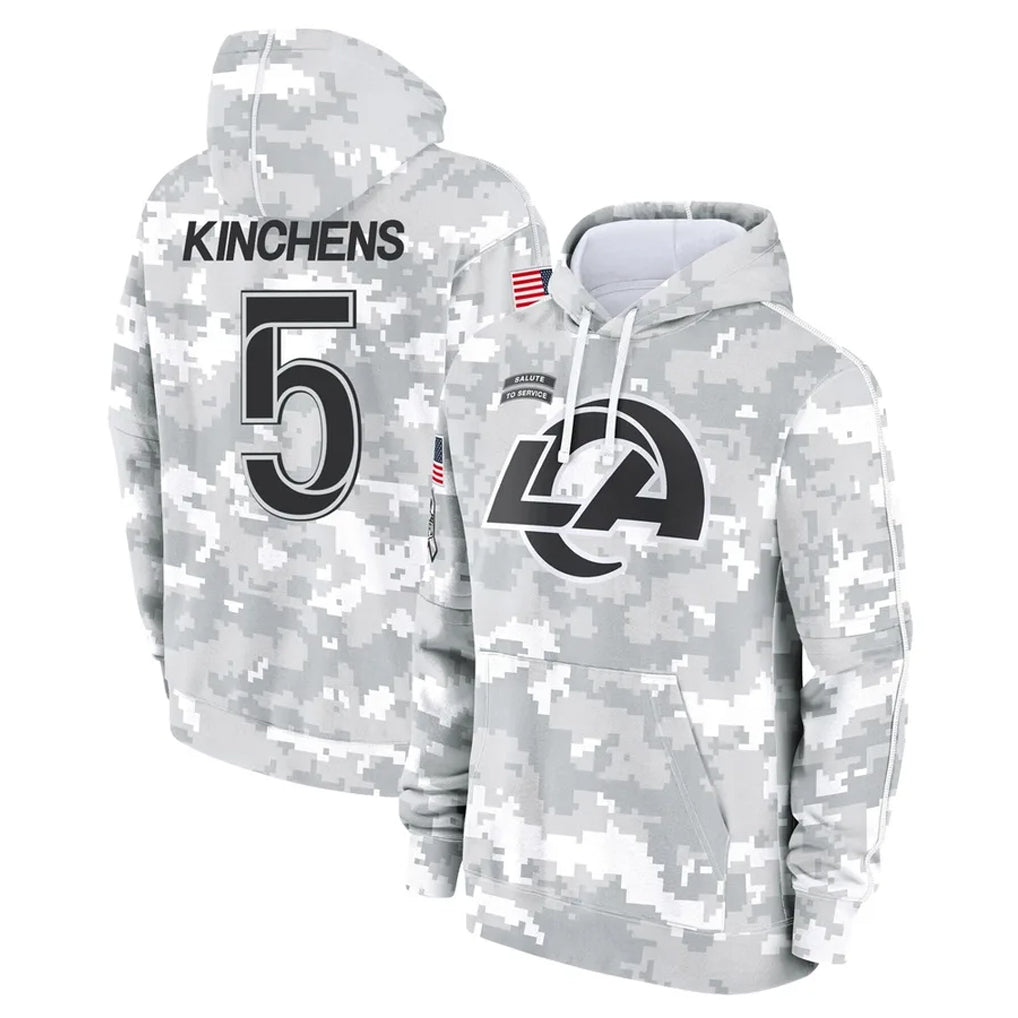 Kieara LA.Rams #5 Kamren Kinchens Player Arctic Camo Salute to Service Hoodies Limited Game Stitched Jerseys