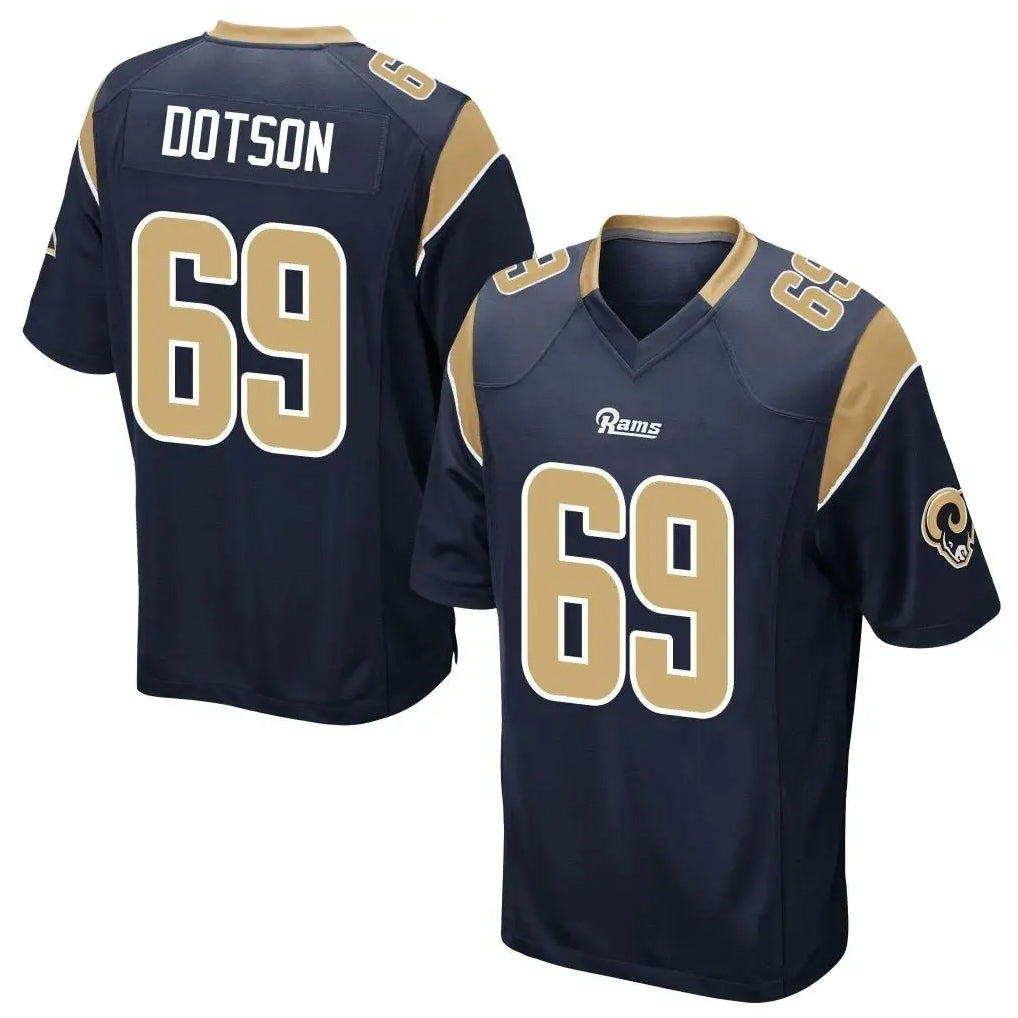 Kieara LA.Rams #69 Kevin Dotson Player Navy Home Game Stitched Jerseys