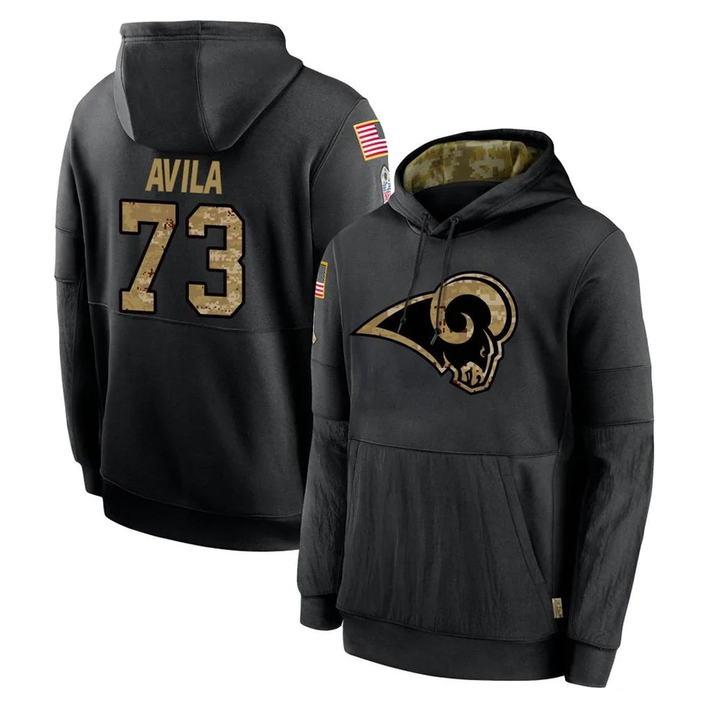 Kieara LA.Rams #73 Steve Avila Player Black Salute to Service Hoodies Limited Game Stitched Jerseys
