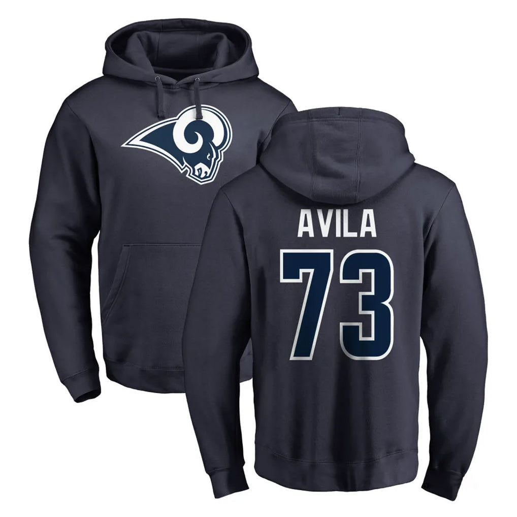 Kieara LA.Rams #73 Steve Avila Player Navy Pullover Hoodie Limited Game Stitched Jerseys