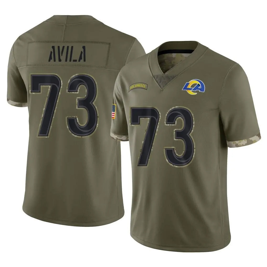 Kieara LA.Rams #73 Steve Avila Player Olive Salute To Service Limited Stitched Jerseys