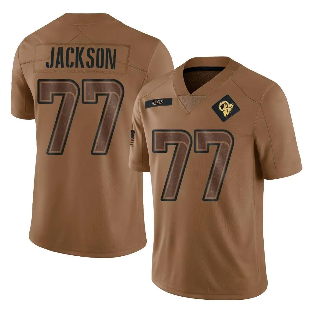 Kieara LA.Rams #77 Alaric Jackson Player Brown Salute To Service Limited Stitched Jerseys