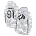 Kieara LA.Rams #91 Kobie Turner Player Arctic Camo Salute to Service Hoodies Limited Game Stitched Jerseys