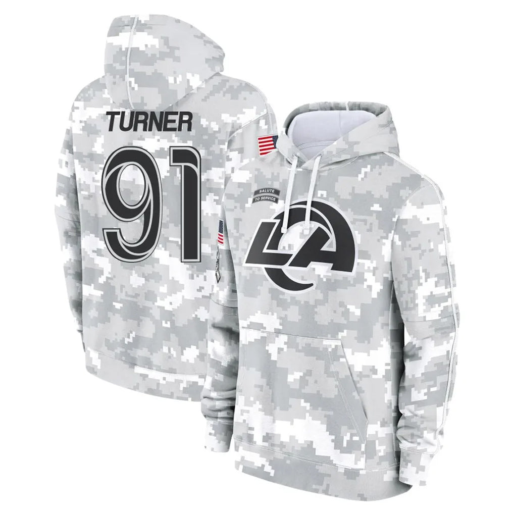 Kieara LA.Rams #91 Kobie Turner Player Arctic Camo Salute to Service Hoodies Limited Game Stitched Jerseys