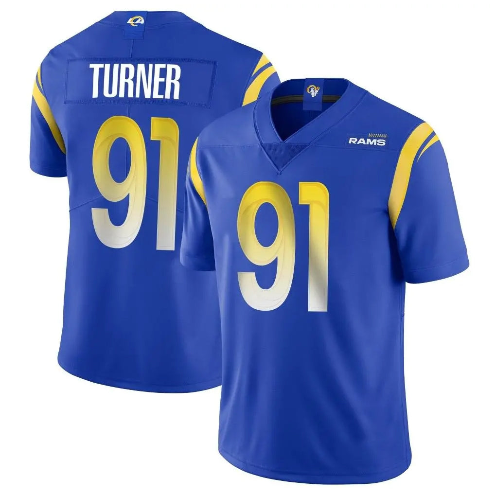Kieara LA.Rams #91 Kobie Turner Player Royal Limited Vapor Untouchable Home Game Stitched Jerseys