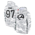 Kieara LA.Rams #97 Poona Ford Player Arctic Camo Salute to Service Hoodies Limited Game Stitched Jerseys