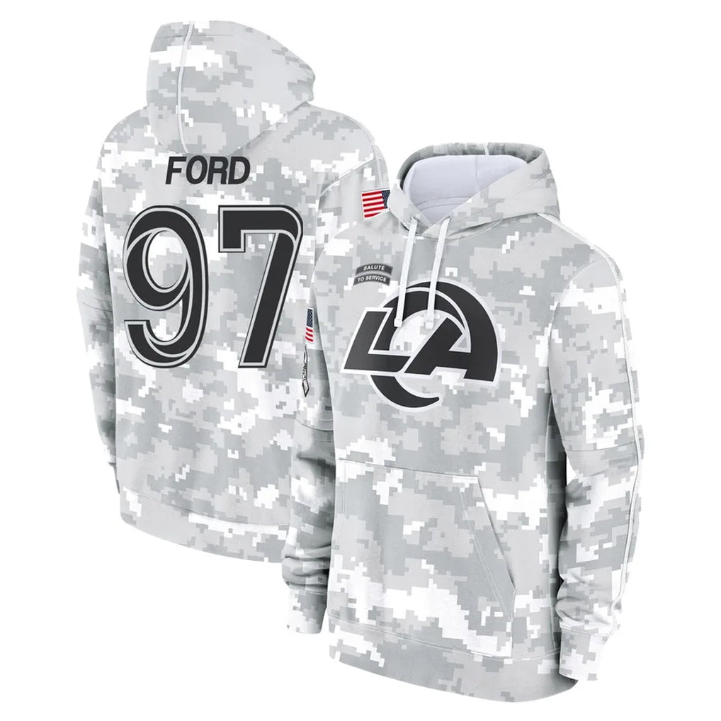 Kieara LA.Rams #97 Poona Ford Player Arctic Camo Salute to Service Hoodies Limited Game Stitched Jerseys